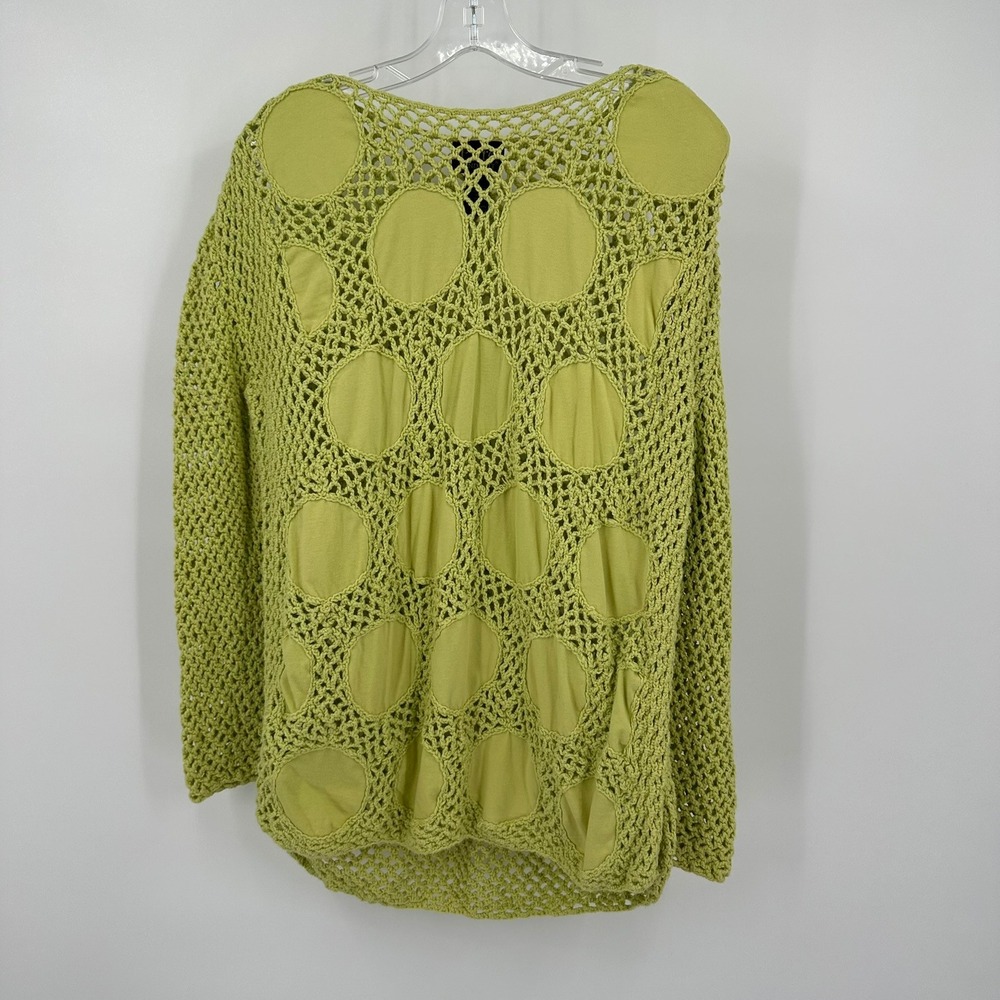 Pure Handknit Womens Boho Crochet Top Sz L/XL Chartreuse Festival Eclectic Indie